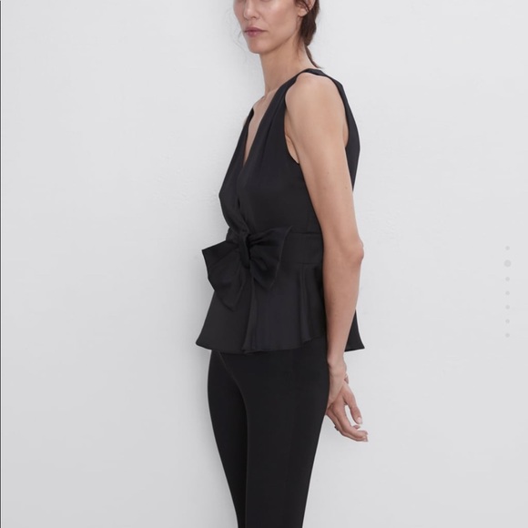 Zara bow waist top black xs - Picture 2 of 6